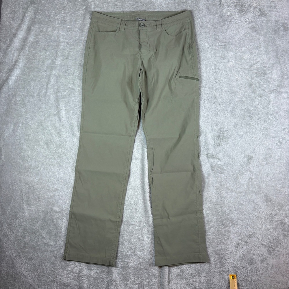 Eddie Bauer Pants Women 10 (Fits 32x32) Guide Straight Leg Sage Green Stretch